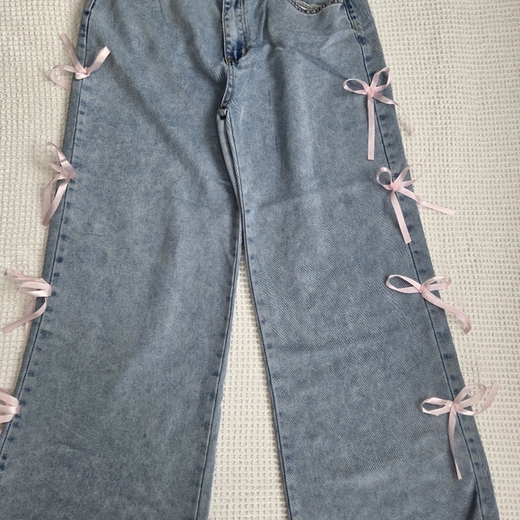 YOZY jeans With Bows Women's Size L 8/10 - Picture 3 of 6